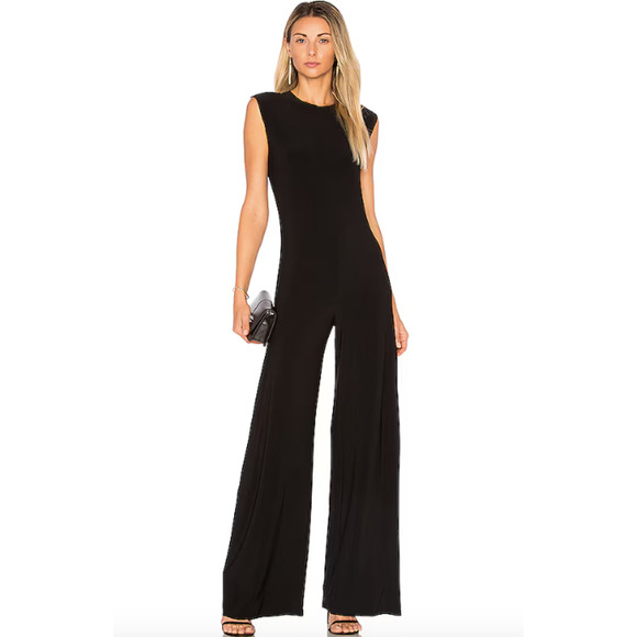 Norma Kamali Wide Leg Jumpsuit Medium Black Sleeveless Minimalist Classic Luxury - Picture 1 of 8